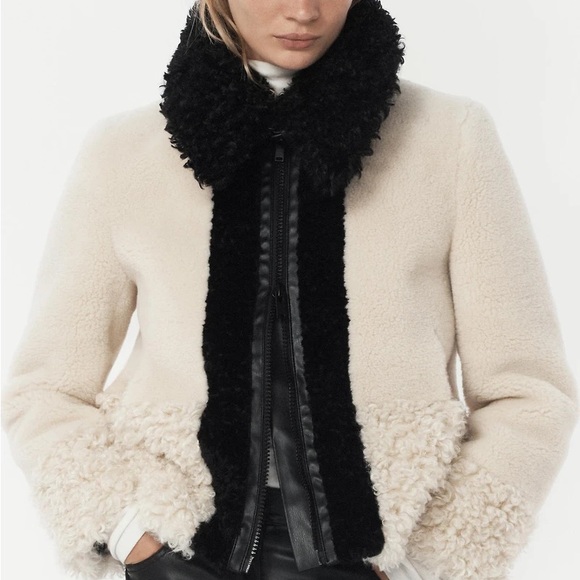 New Zara faux fur patchwork jacket in black/white - XS - Picture 2 of 6